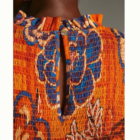 🌿|NWT| Farm x Anthropologie Smocked Wide Leg Jumpsuit - Picture 4 of 12